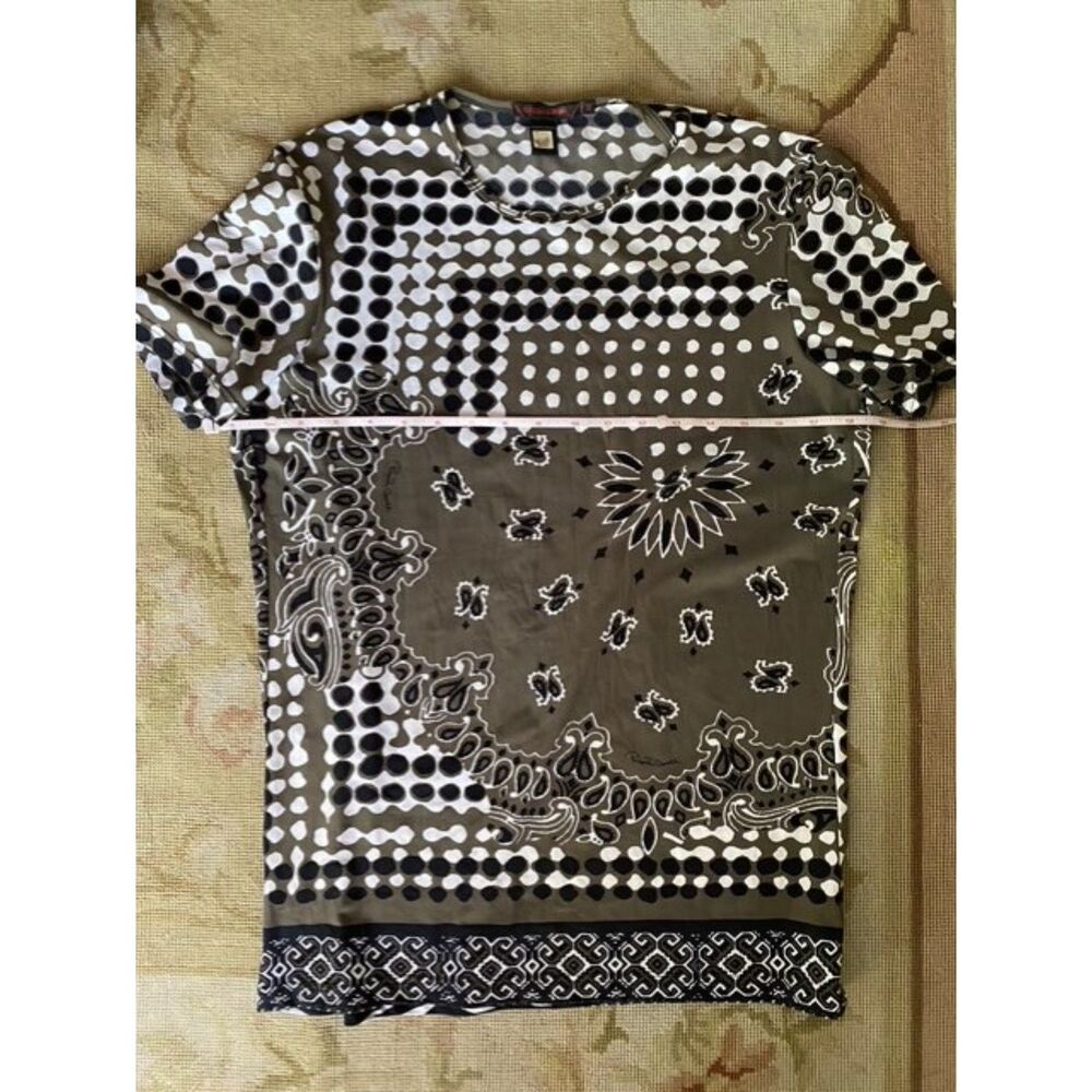 EUC Roberto Cavalli Men's Taupe Bandana Logo Print Tee 52 / M